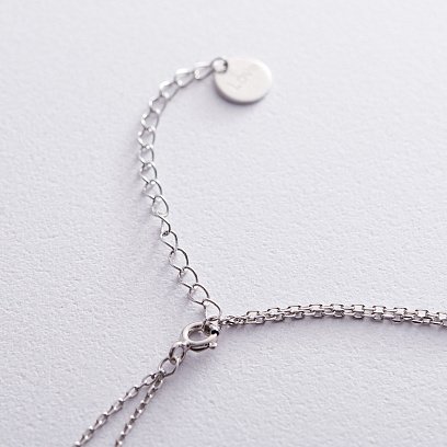 Двойное серебряное колье "Клевер" с фианитами 18936 №4