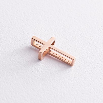Крестик в красном золоте с бриллиантами 16552421 №2