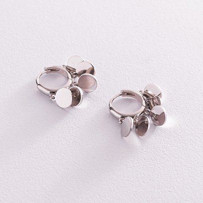 Срібні сережки - кільця "Монетки" 123195