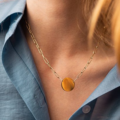 Кольє з монеткою для гравіювання (жовте золото) кол02394 №9