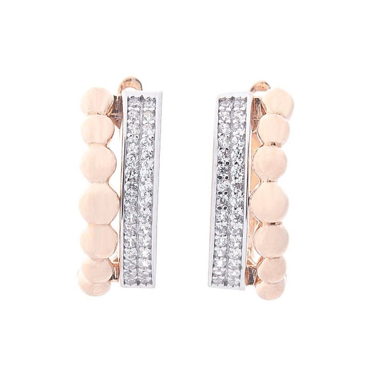 Золоті сережки з фіанітами с05092 від ювелірного магазину Онікс - 1