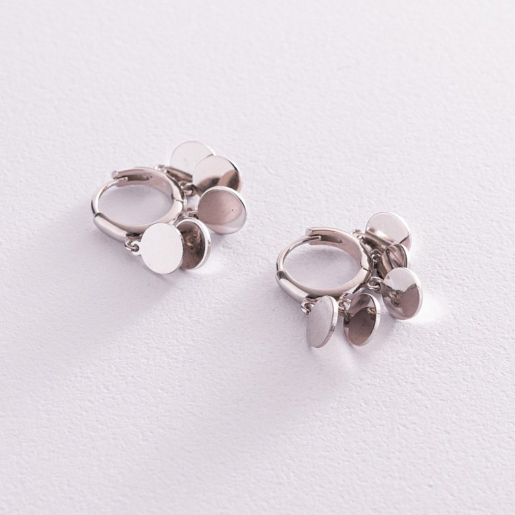 Срібні сережки - кільця "Монетки" 123195 від ювелірного магазину Онікс