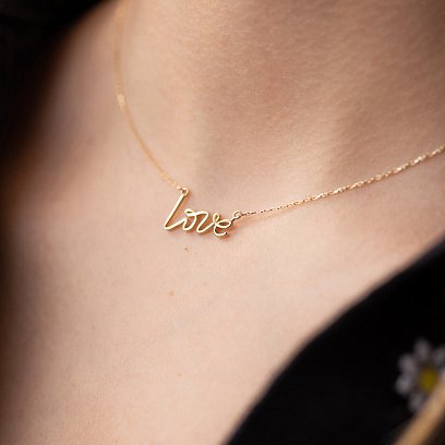 Колье "Love" в желтом золоте кол02267 №4