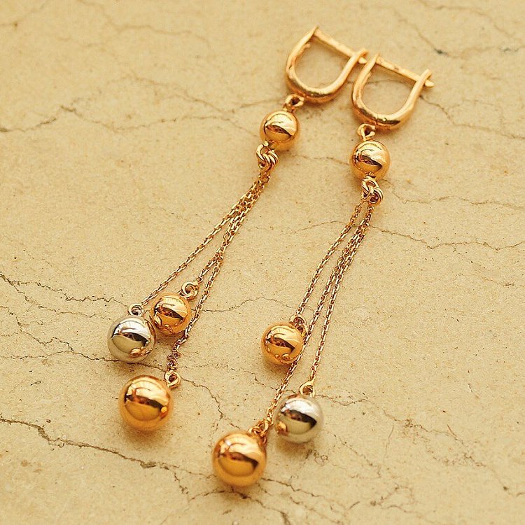 Золотые сережки с шариками с02418 от ювелирного магазина Оникс