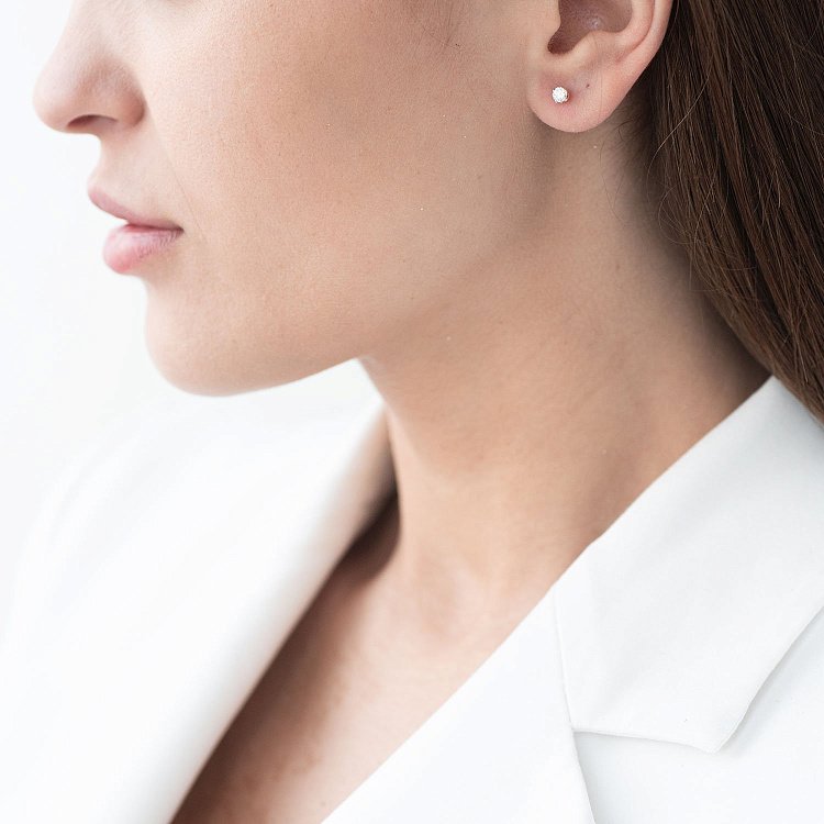 Золоті сережки - пусети з діамантами сб0203 від ювелірного магазину Онікс - 2