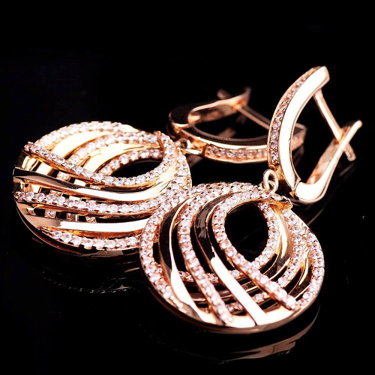 Золотые женские сережки с камнями с02257 от ювелирного магазина Оникс