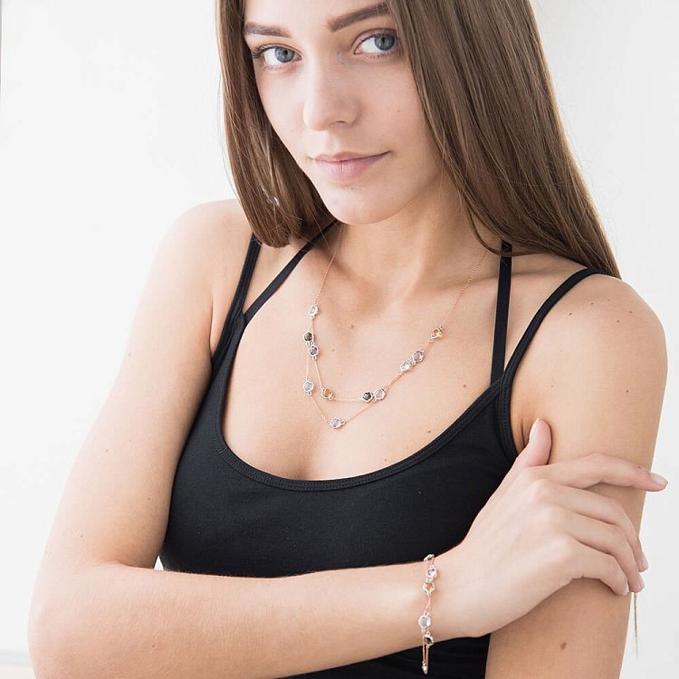 Золоте кольє з натуральними каменями кол00535 від ювелірного магазину Онікс - 6