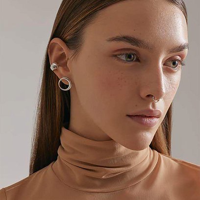 Серебряная серьга-каффа 122890 №3