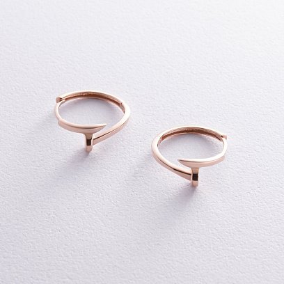 Сережки - кільця "Цвях" у червоному золоті с08341 №3