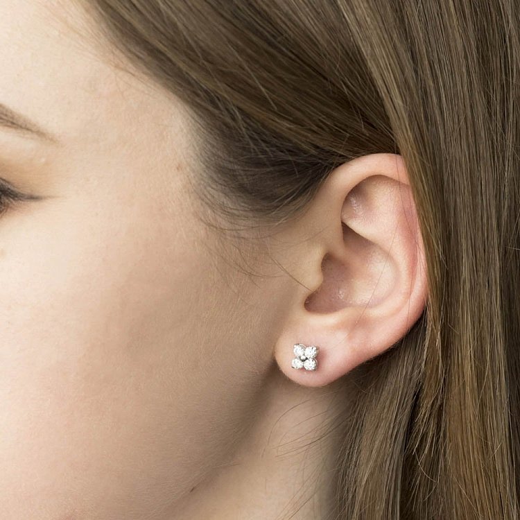 Срібні сережки-пусети з фіанітами 121631 від ювелірного магазину Онікс - 3