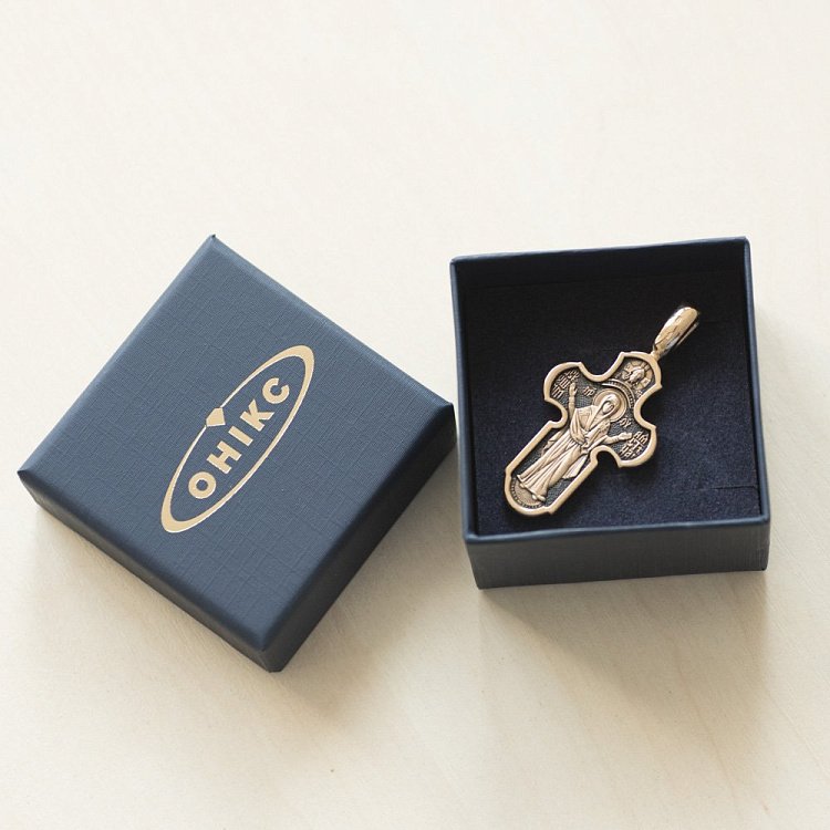 Православний хрест "Господь Вседержитель. Ікона Божої Матері "Незламна Стіна" (чорніння) п01212 від ювелірного магазину Онікс - 5