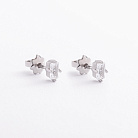 Серебряные серьги - пусеты с фианитами 902-01297 от ювелирного магазина Оникс - 1