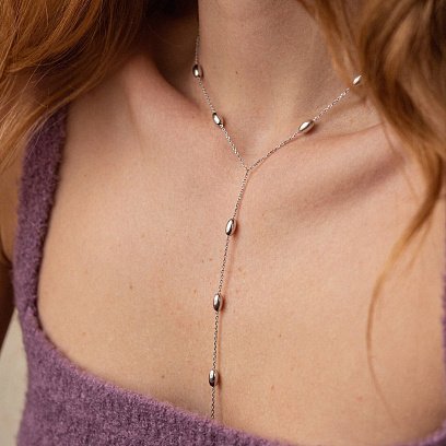 Серебряное колье - галстук 908-01312 №5