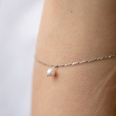 Браслет із перлиною (біле золото) б05266 №5