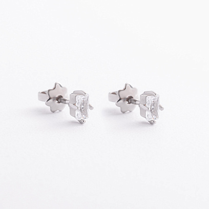 Серебряные серьги - пусеты с фианитами 902-01297 №2