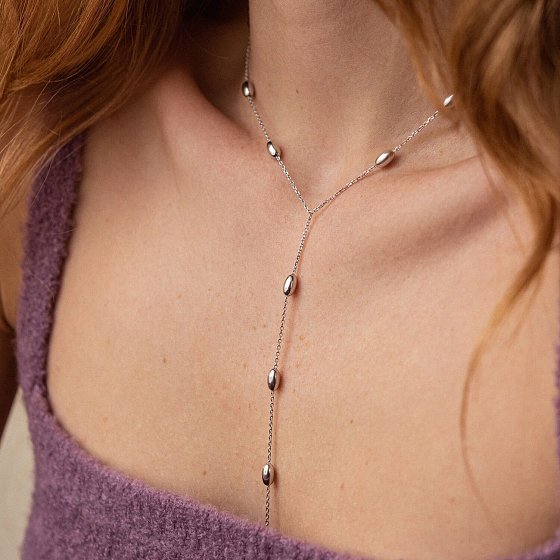 Серебряное колье - галстук 908-01312 №5