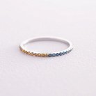 Золота каблучка з блакитними та жовтими діамантами 226931121 от ювелирного магазина Оникс