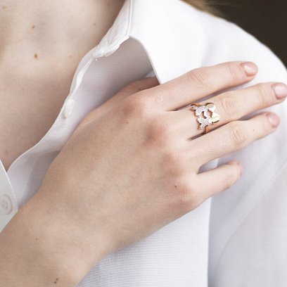 Золотий перстень "Хлопчики" (фіаніт) к06249 №4