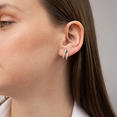 Золотые серьги - пусеты "Змеи" (бриллианты, сапфиры) сб0632ca №4