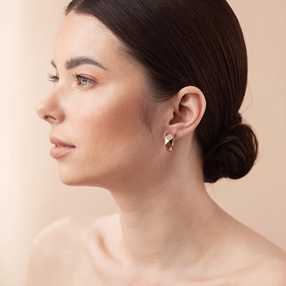 Сережки "Досконалість" у червоному золоті с08136 №2