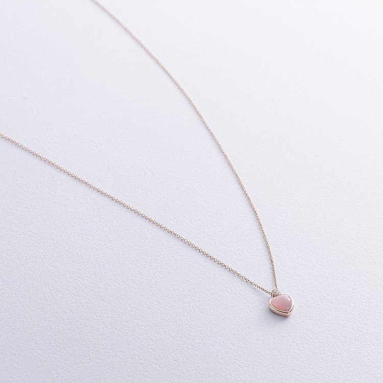 Золотое колье "Сердечко" (розовый опал, бриллианты) колб0128sc от ювелирного магазина Оникс - 2