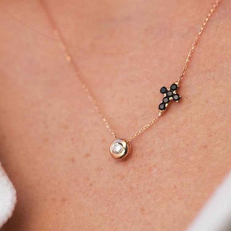 Золоте кольє з хрестиком (фіаніти) кол02112 від ювелірного магазину Онікс - 6