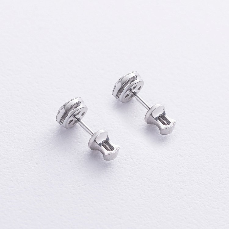 Сережки - пусети з діамантами (біле золото) 339481121 від ювелірного магазину Онікс - 2