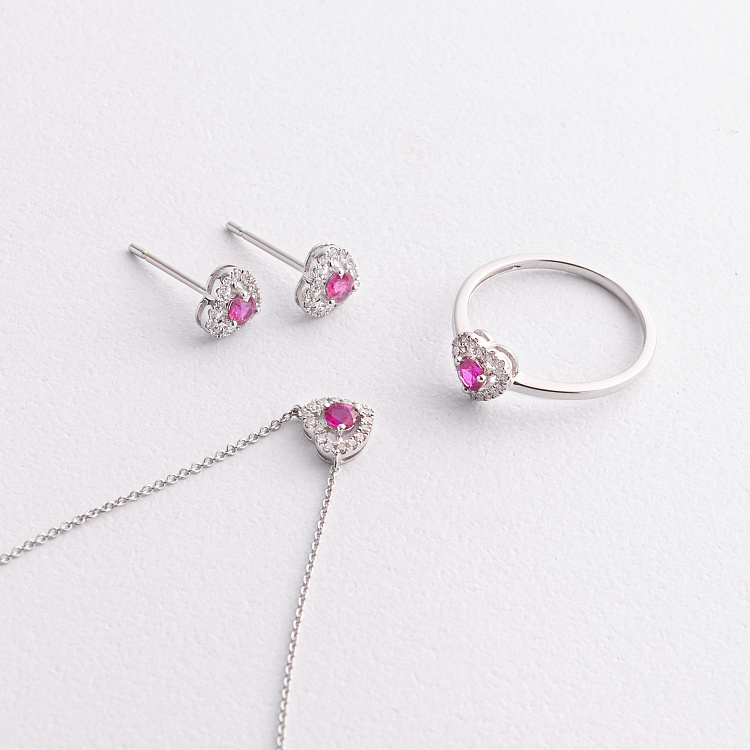 Золотое колье "Сердечко" (бриллианты, рубин) колб0161ca от ювелирного магазина Оникс - 3