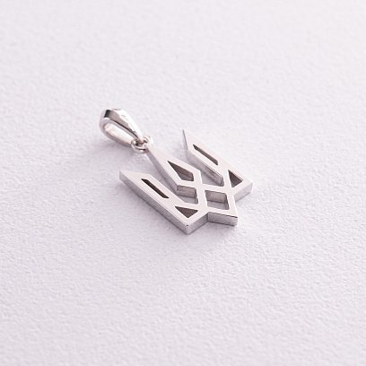 Подвеска "Герб Украины - Тризуб" в белом золоте п03719 №4