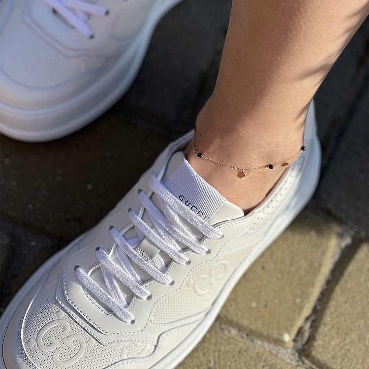 Золотий браслет "Сердечка" на ногу (фіаніти) б04882 від ювелірного магазину Онікс - 5