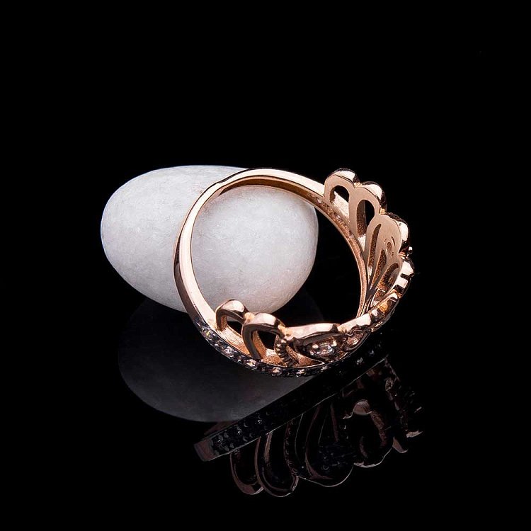 Золотое кольцо "Корона" с фианитами к03935 от ювелирного магазина Оникс - 5