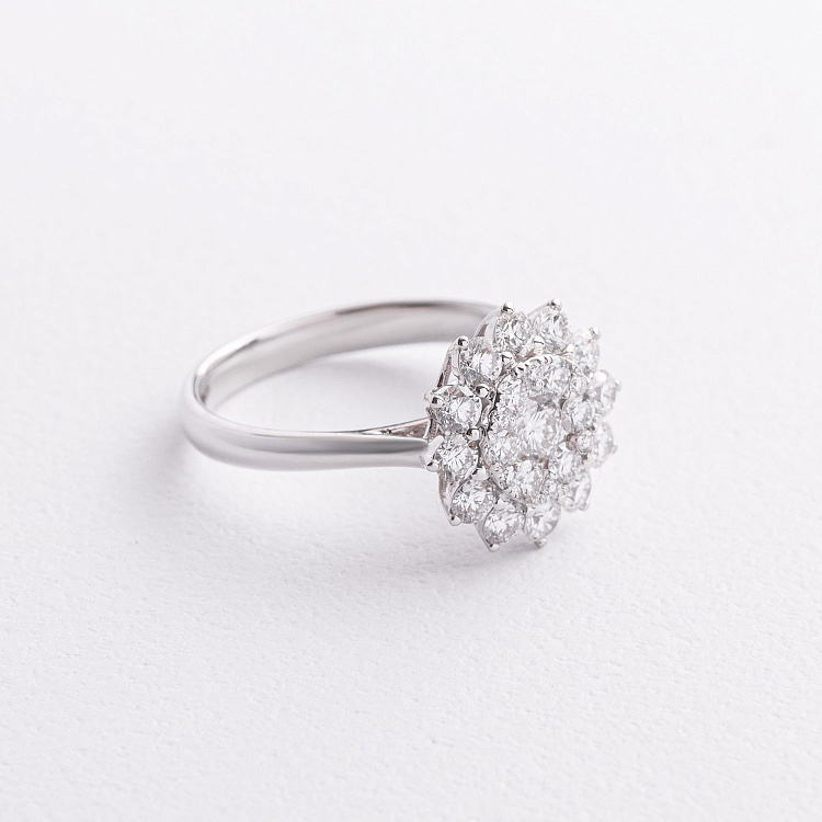 Золота каблучка "Квіточка" з діамантами кб0653cha від ювелірного магазину Онікс - 1