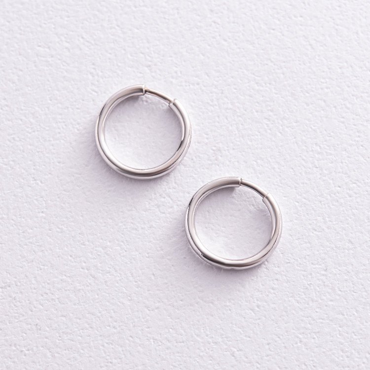 Сережки - кільця у сріблі (1.2 см) 123245 від ювелірного магазину Онікс