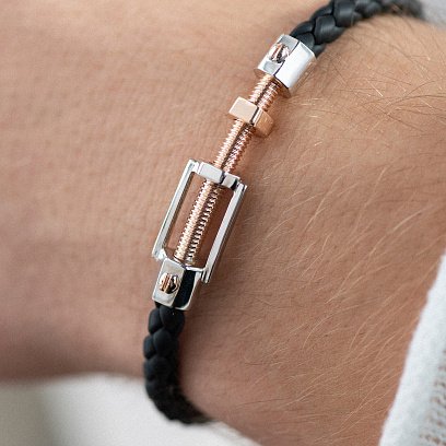 ﻿Каучуковий браслет "Цвях" із золотими вставками б05375 №4