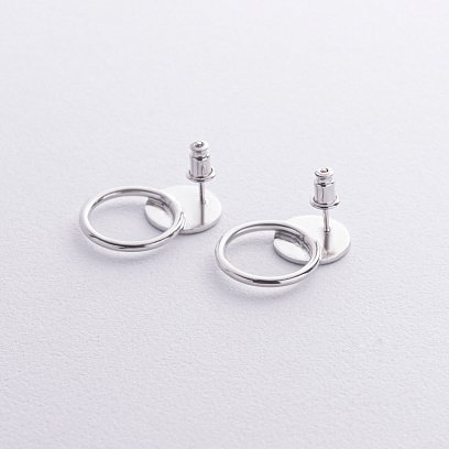Серебряные серьги-пусеты "Кружочки" 122574 №7