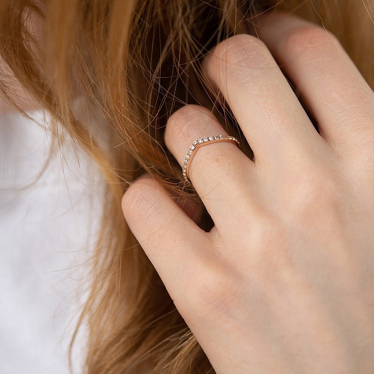 Кольцо "Особенное" с фианитами (красное золото) к07466 от ювелирного магазина Оникс - 3