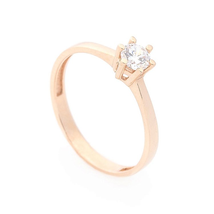 Золота заручальна каблучка з фіанітами к05784 від ювелірного магазину Онікс