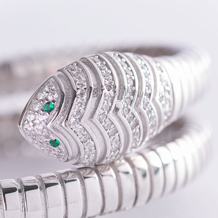 Серебряный браслет "Змея" с фианитами 141496 от ювелирного магазина Оникс - 3