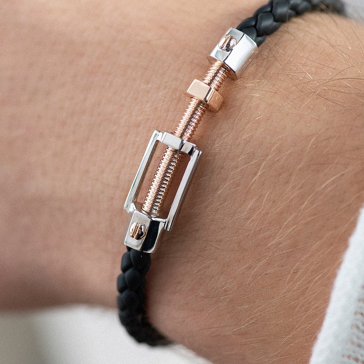 ﻿Каучуковий браслет "Цвях" із золотими вставками б05375 від ювелірного магазину Онікс - 3