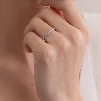 Каблучка доріжка  в білому золоті з діамантами 210451121 №5