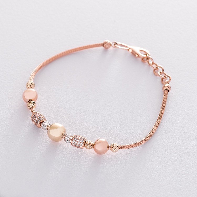 Золотий браслет з фіанітами б04147 від ювелірного магазину Онікс