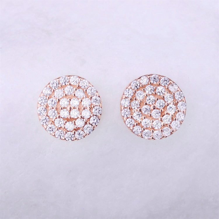 Золоті сережки-пусети з фіанітами (8 мм) с02454 від ювелірного магазину Онікс