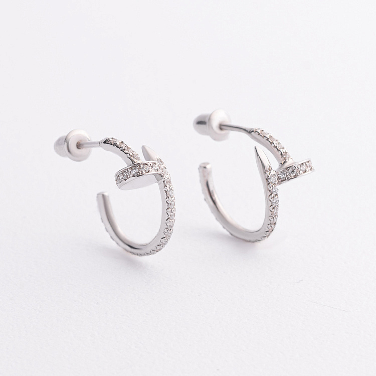 Срібні сережки - пусети "Цвях" з фіанітами 1332с від ювелірного магазину Онікс - 1