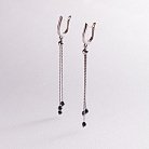 Серебряные висячие серьги с черными камнями 123153 от ювелирного магазина Оникс
