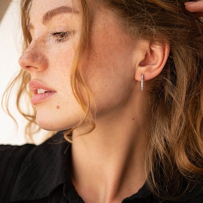 Серебряные серьги "Сердечки" с фианитами OR111550 №5