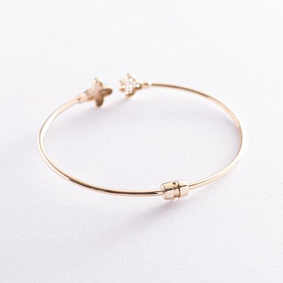 Золотий браслет "Конюшина" (фіаніт) б04494 №3