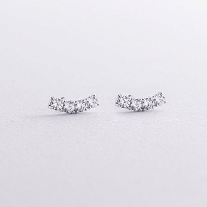 Сережки - пусети "Lora" з фіанітами (біле золото) с09128