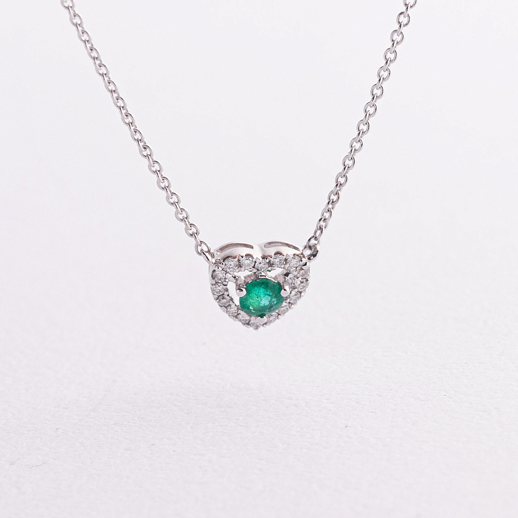 Золотое колье "Сердечко" (бриллианты, изумруд) колб0162ca Золотое колье "Сердечко" (бриллианты, изумруд) колб0162ca от ювелирного магазина Оникс