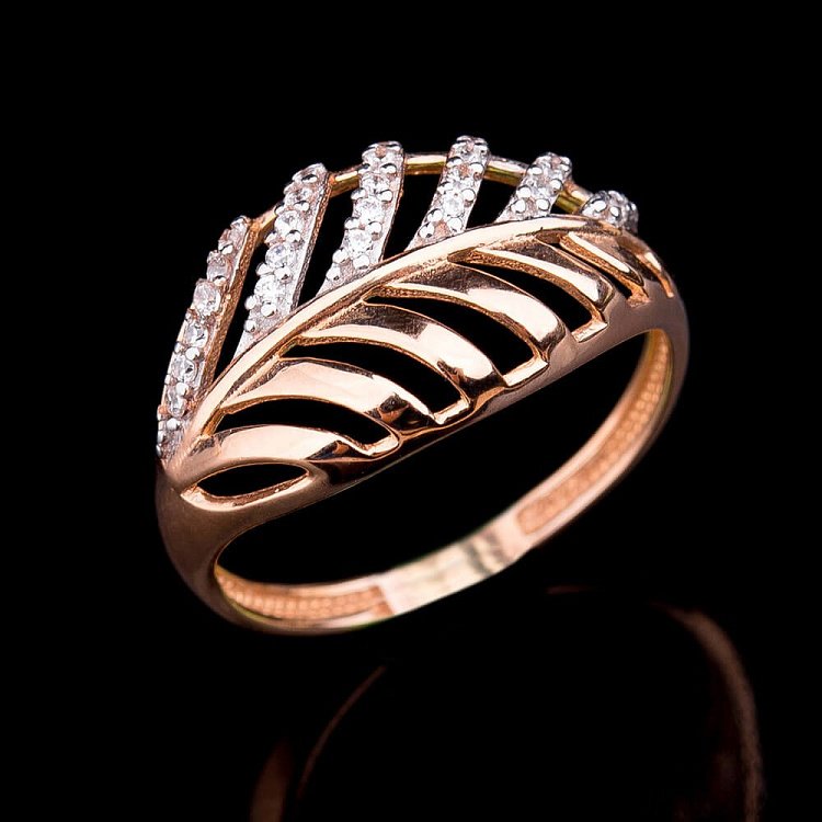 Золота каблучка (фіаніти) к03205 від ювелірного магазину Онікс - 2