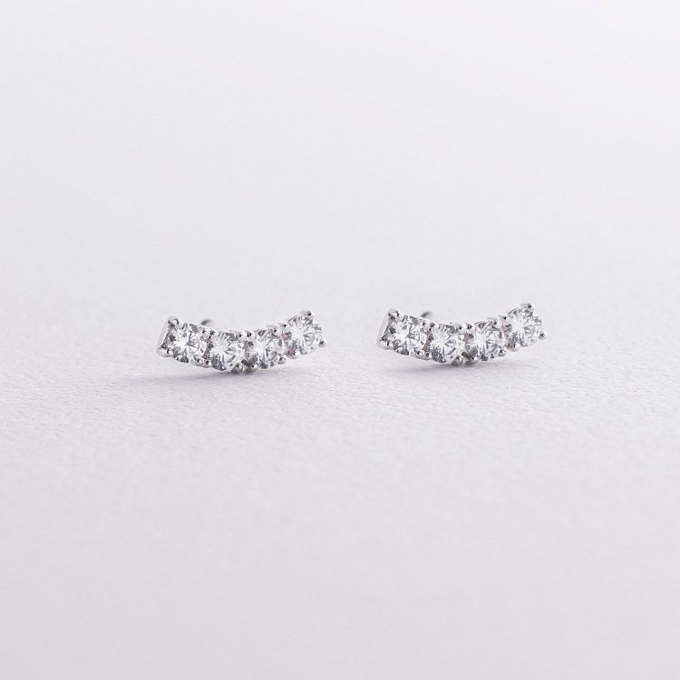 Сережки - пусети "Lora" з фіанітами (біле золото) с09128 від ювелірного магазину Онікс